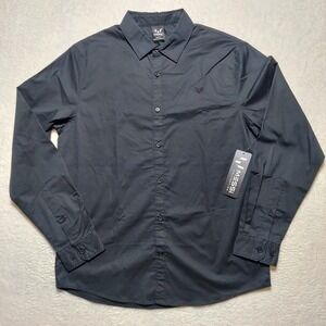 Messi Collection Button Up Shirt Men's Medium Black New Stretch Limo MMS0416USJ